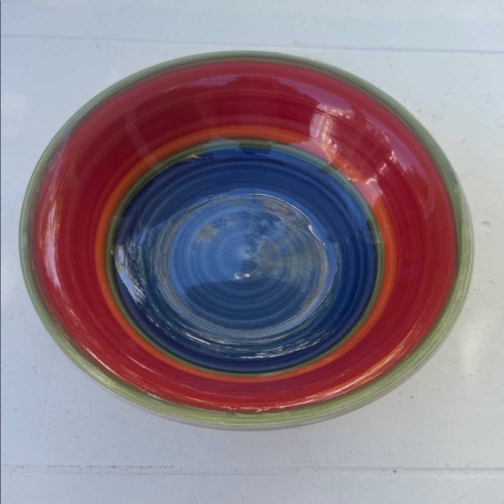 Royal Norfolk Mambo Soup Bowl Stoneware Blue Center Vibrant Colors